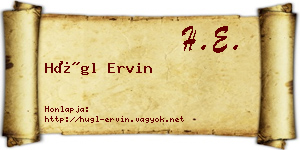Hügl Ervin névjegykártya